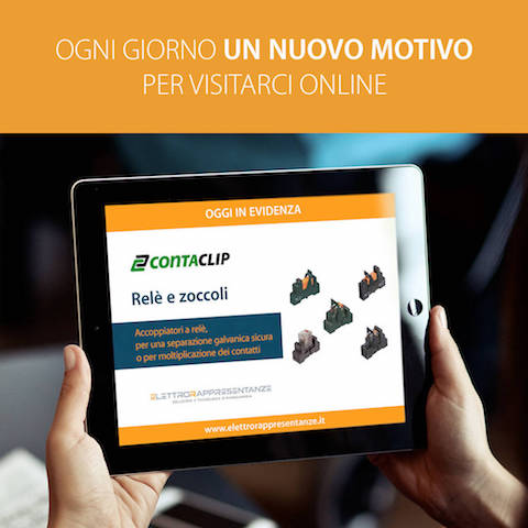 Banner mobile prodotto relè e zoccoli di Conta-clip